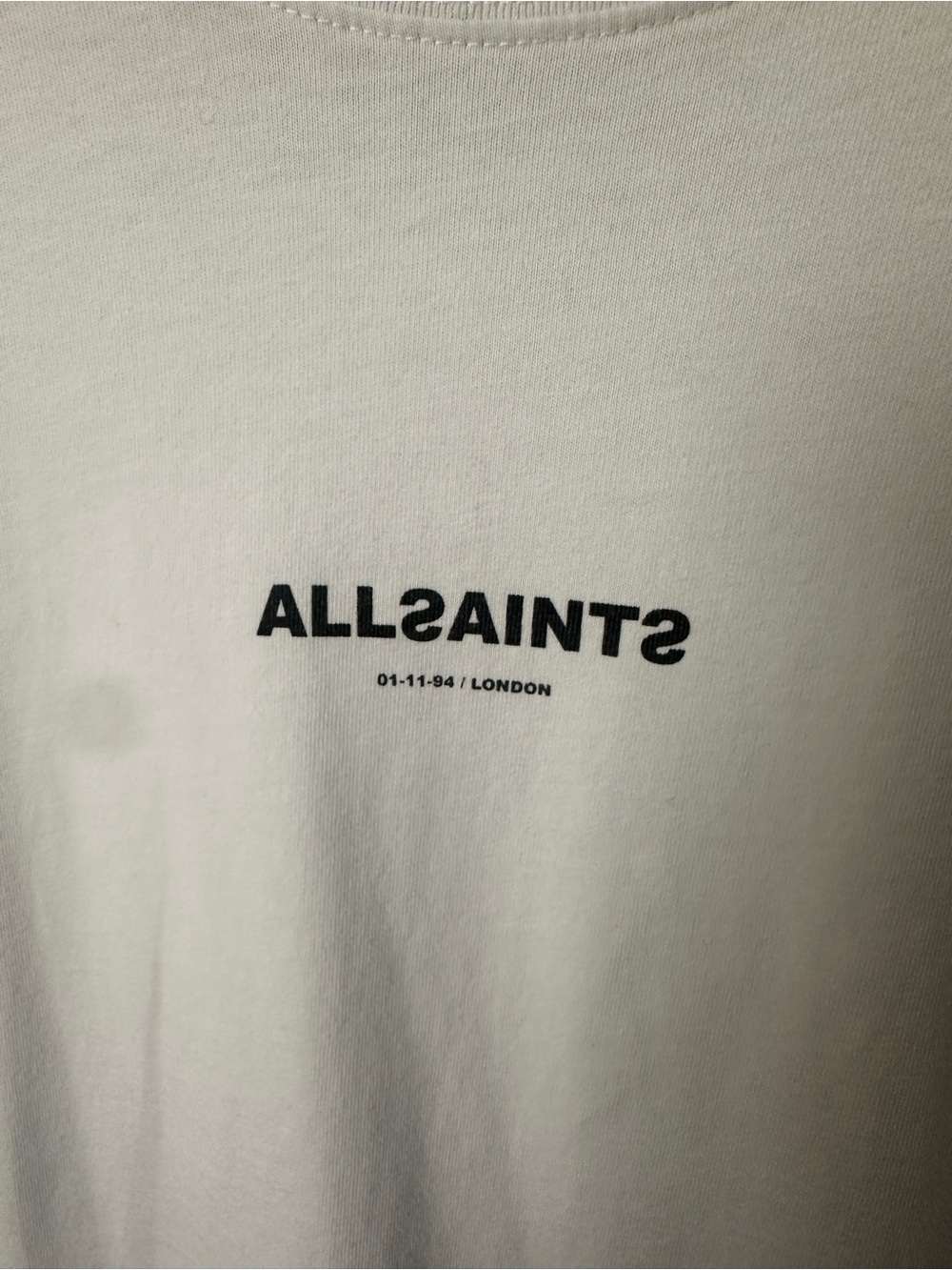 All Saints White Crewneck T-Shirt with Black Logo - Picture 2 of 4